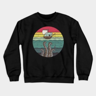 Funny Cute Fishing Koala Retro Sunset Distressed Vintage Rainbow Colors Crewneck Sweatshirt